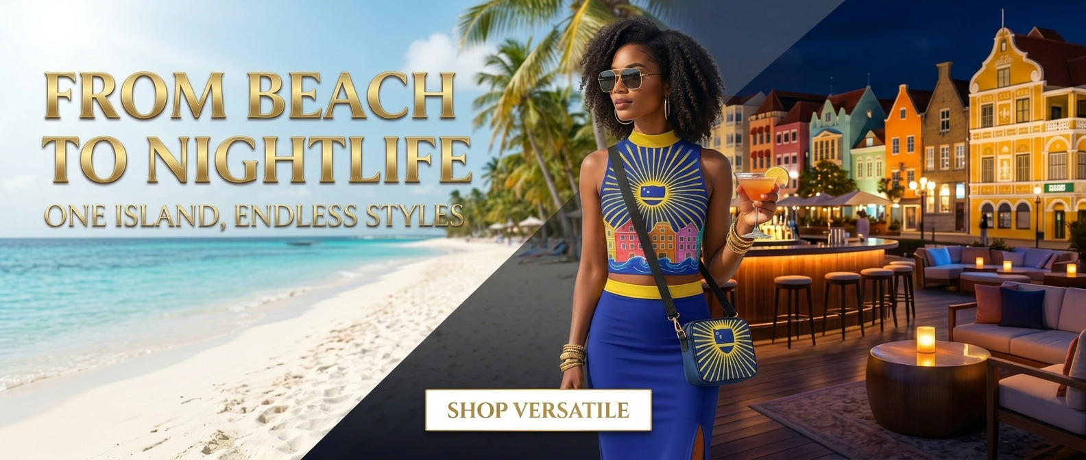 Curaçao Style collection with island apparel, shoes, bags and accessories